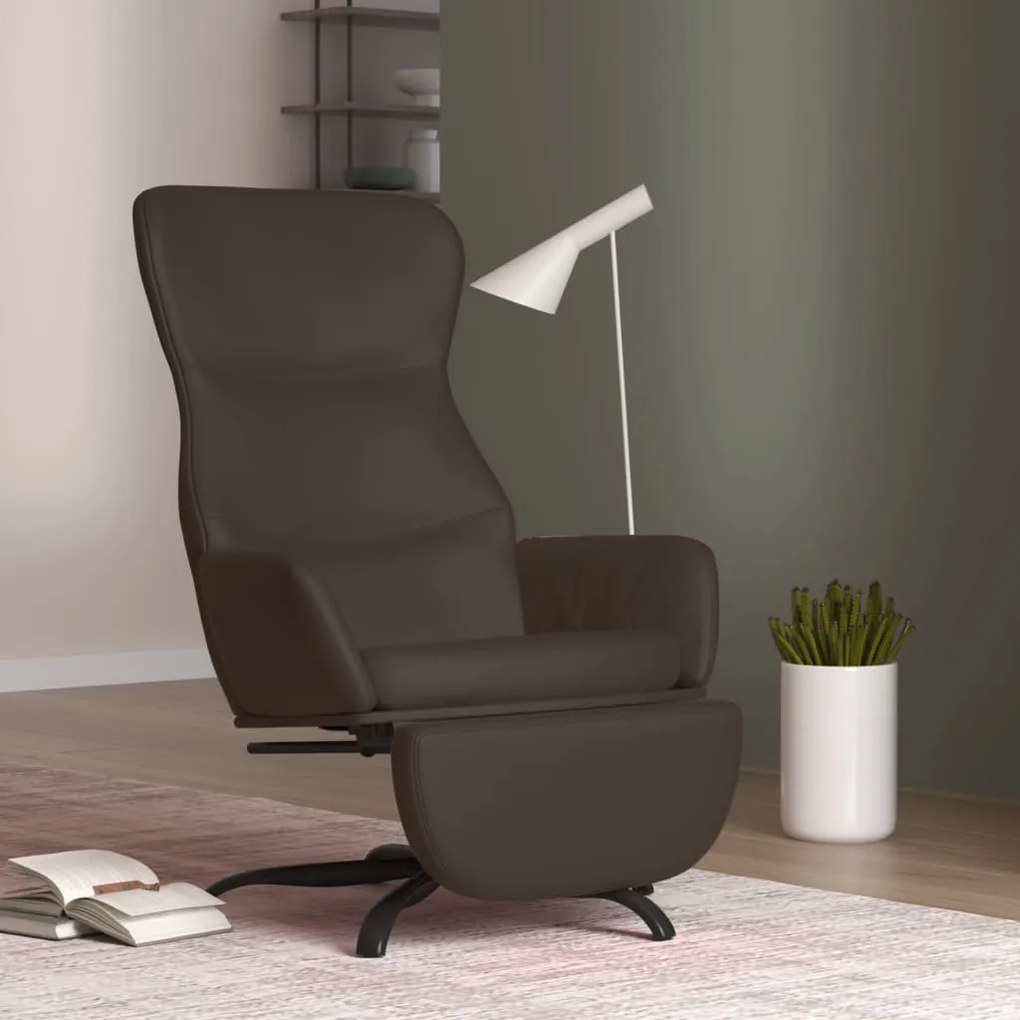 3097453 vidaXL Scaun de relaxare cu taburet, maro, piele ecologică