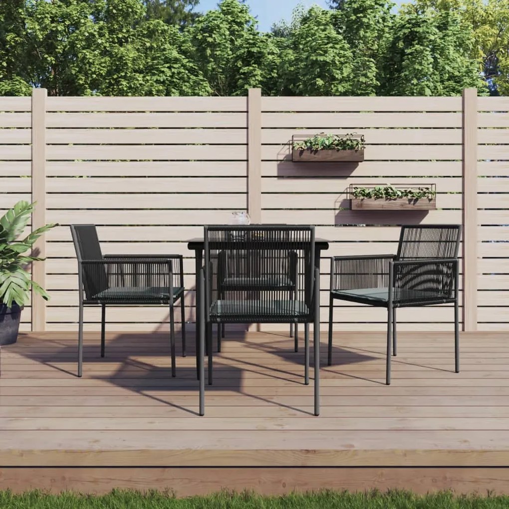 vidaXL Set mobilier grădină cu perne, 5 piese, negru, poliratan &amp; oțel