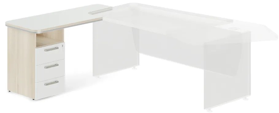 Container de andocare TopOffice Premium, stânga, salcâm deschis / alb
