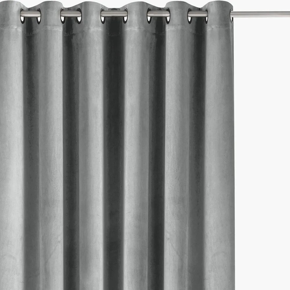 Draperie gri dimout (semi-opacă) din catifea 140x270 cm Velto – Filumi