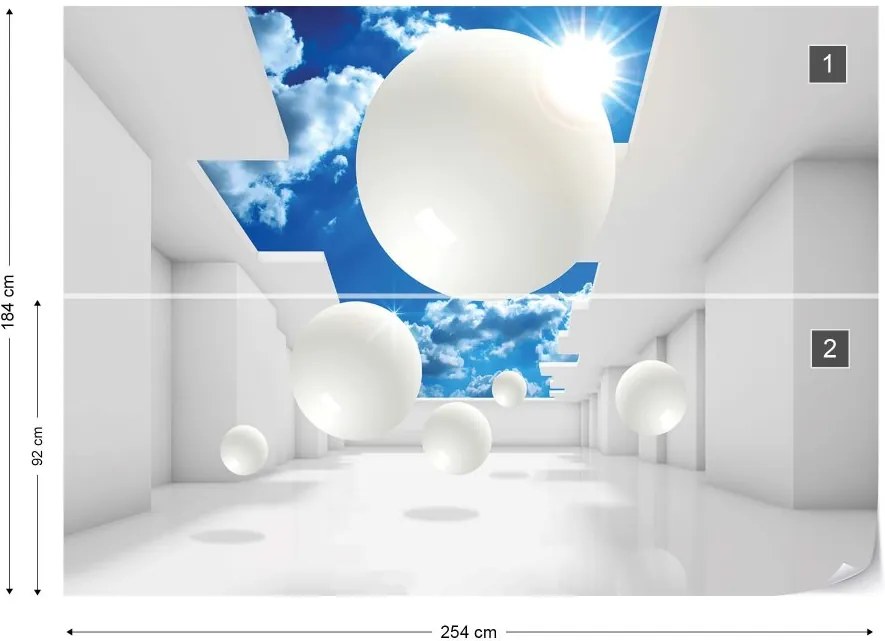 GLIX Fototapet - 3D Modern Architecture Sky White Vliesová tapeta  - 254x184 cm