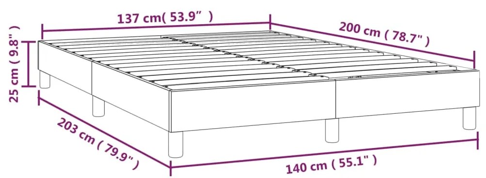 Cadru de pat box spring, albastru, 140x200 cm, textil Albastru, 25 cm, 140 x 200 cm