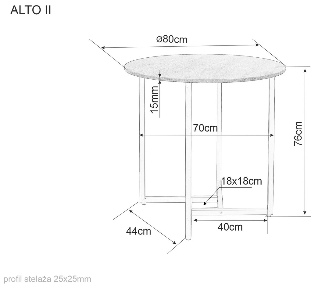 Masa rotunda de dining cu blat in decor stejar ALTO II 80x80