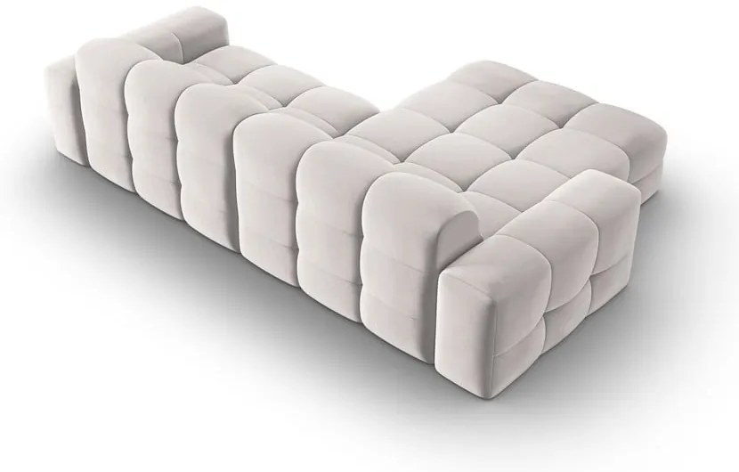 Colțar gri deschis cu tapițerie din catifea (pe partea stângă) Kendal – Micadoni Home