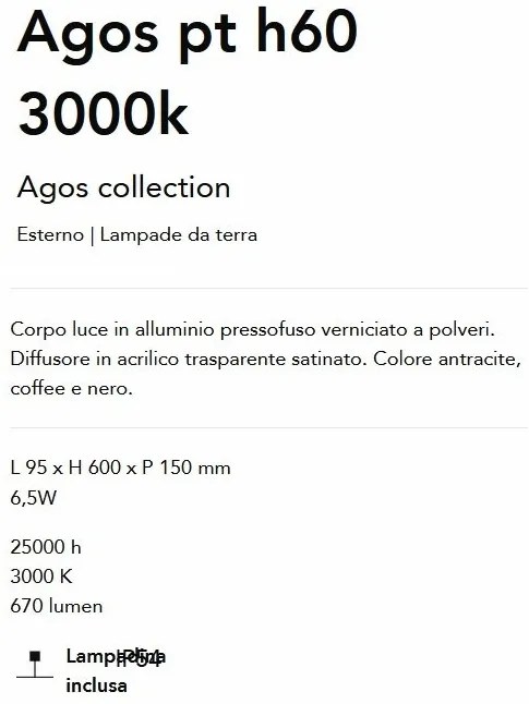 Stalp LED iluminat exterior modern Agos pt h60 3000k negru