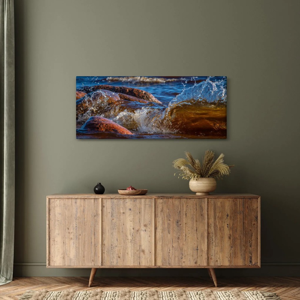 Tablou detailat - apa între pietre (120x50 cm)