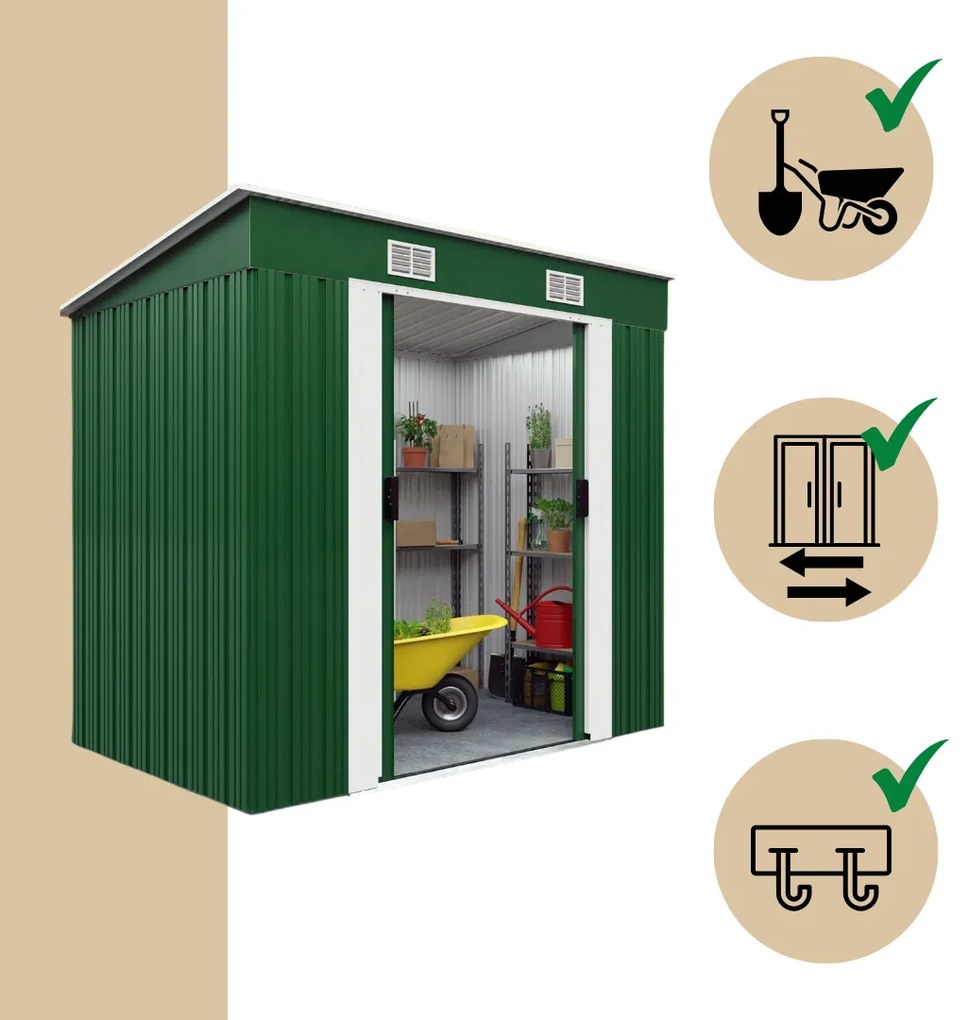 Depozit de unelte pentru grădină L, 196x122x182cm, verde Gardebruk