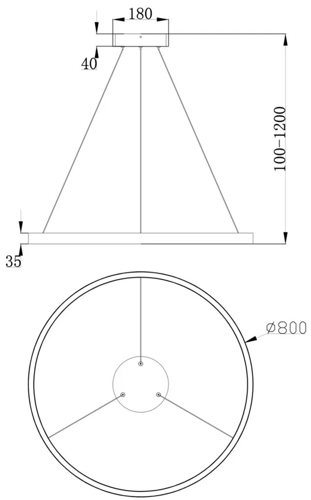 Lustra suspendata LED design tehnic, diametru:80cm, Rim alama MYMOD058PL-L42BS4K
