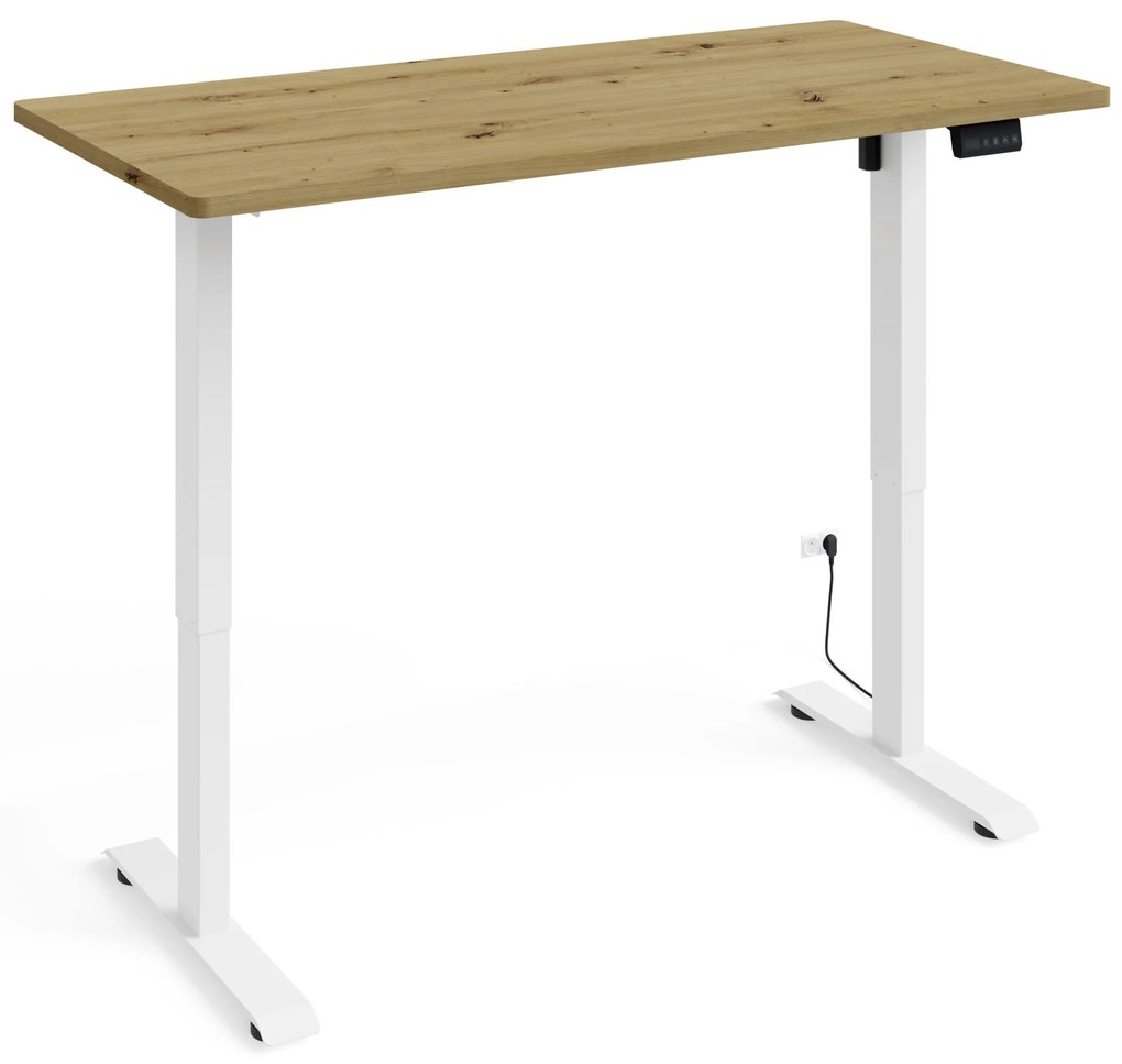 Masă PC electrică Motiva 120 (alb + Stejar artisan). Promo -7%. 1124890