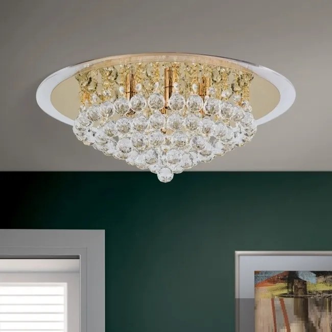 Plafoniera eleganta cristal K9 diam. 50cm Gloria DLU 2378/6/50 gold OR