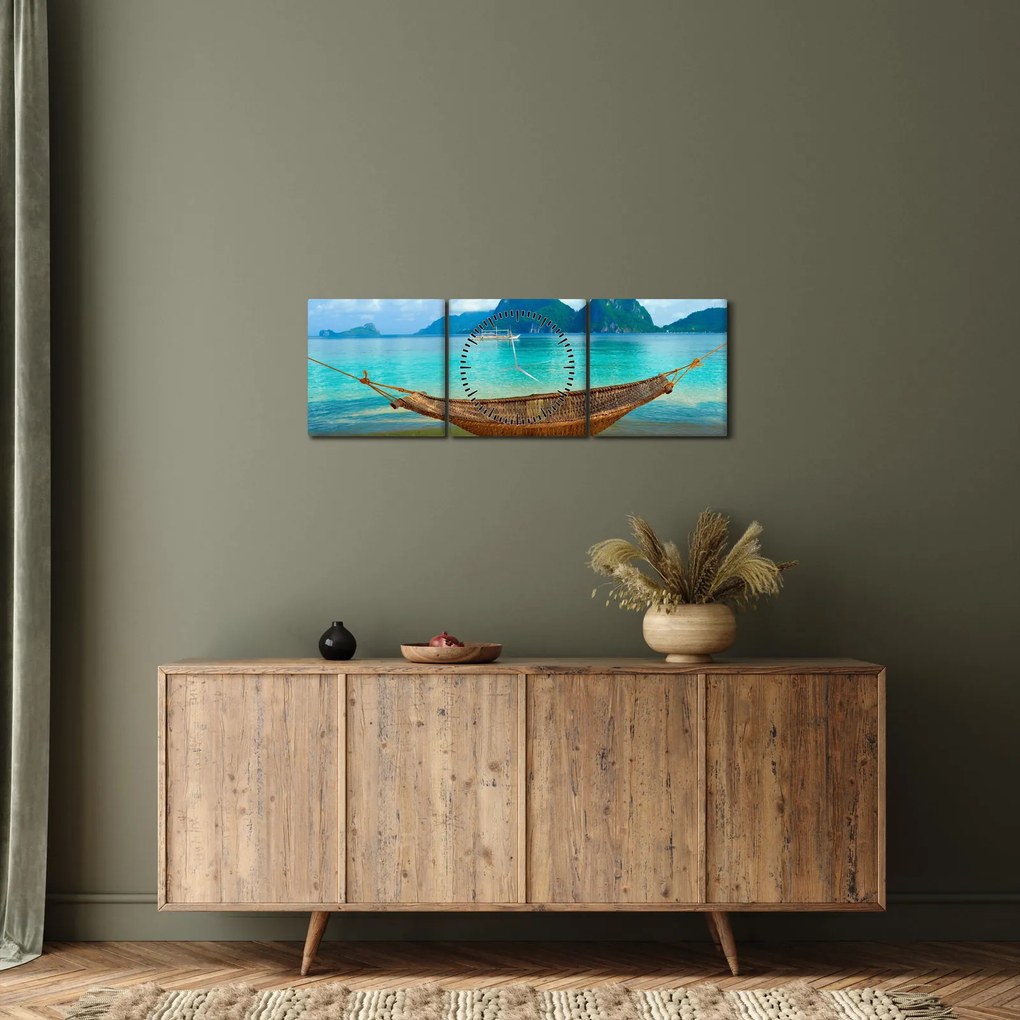 Tablou - Hamac pe plajă (cu ceas) (90x30 cm)