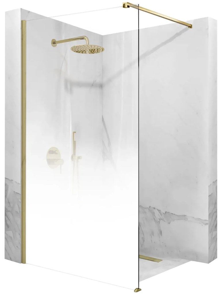 Paravan de dus Perete de dus Walk in Rea Aero Ombre 110 195 cm sticla fumurie alba securizata de 8 mm cu profil auriu periat