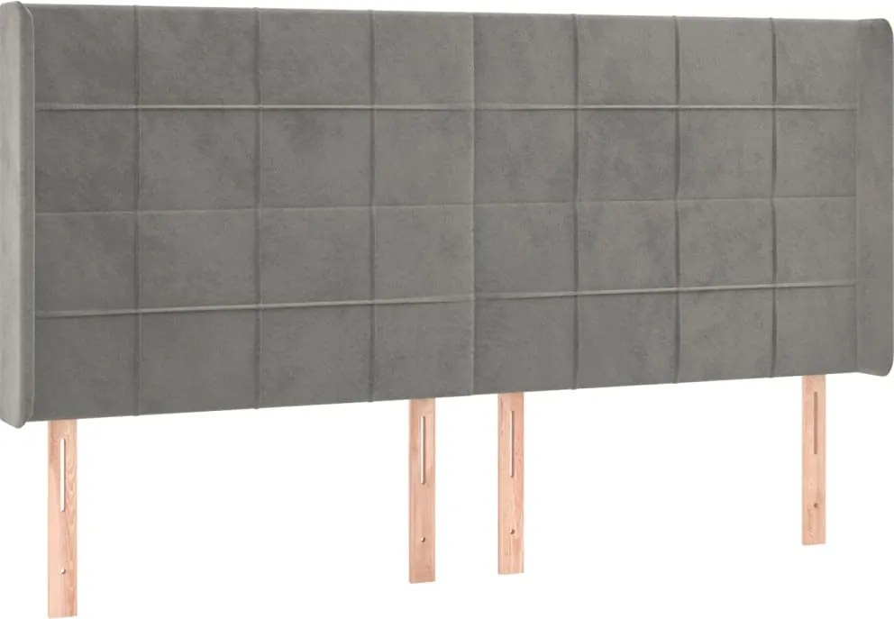 vidaXL Tăblie de pat cu aripioare gri deschis 163x16x118/128cm catifea