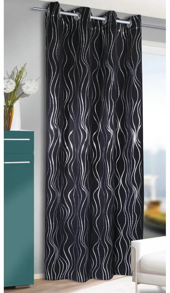 Draperie neagră 135x245 cm Waves – Sehlbach