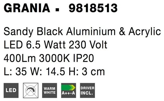 Aplica de perete LED design modern elegant GRANIA negru
