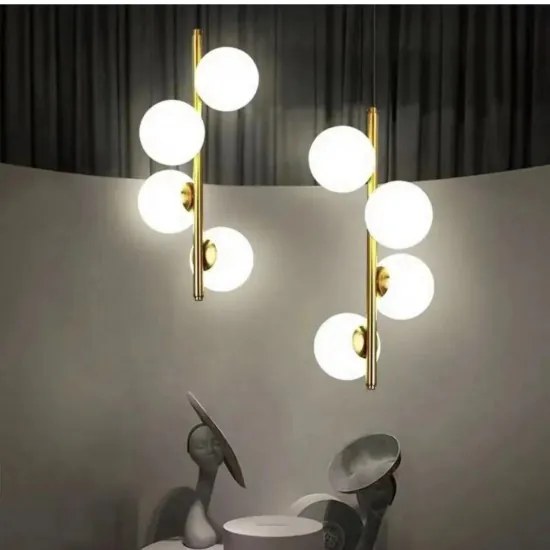 Lustra LED Pendul Elit's Imala, 4 Abajururi, bec G9 Gold
