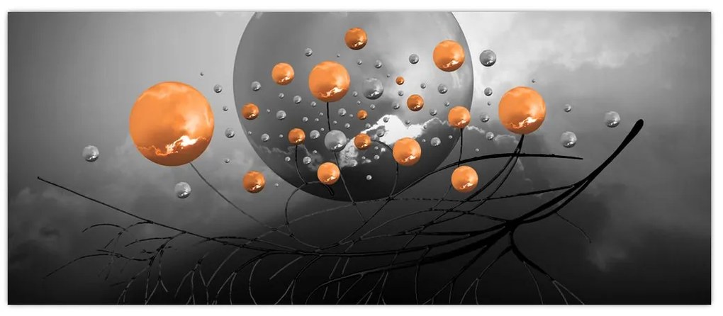Tabloul cu bile portocalii (120x50 cm)