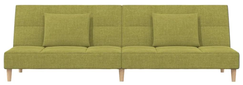 Canapea extensibila cu 2 locuri, 2 perne, verde, textil Verde, Fara suport de picioare