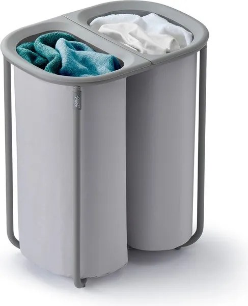 Coș de rufe gri deschis 2x40 l din material textil Duo – Joseph Joseph