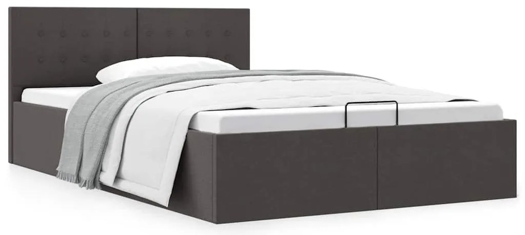 vidaXL Cadru pat hidraulic depozitare gri închis 140x200 cm textil