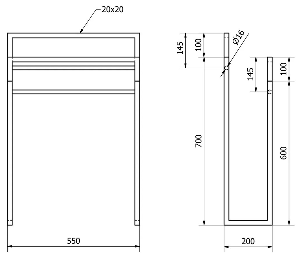 SAPHO Ska308 Ska suport pentru prosoape 55 x 80 x20 cm, negru mat/stejar