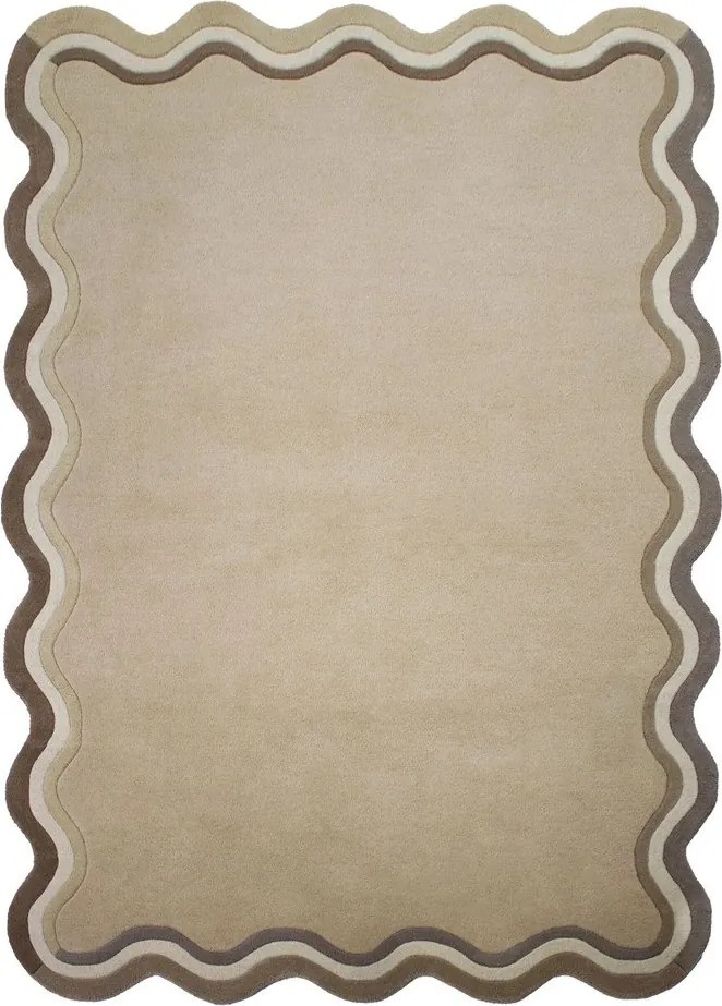 Covor în culoare naturală țesut manual din lână 120x170 cm Leo Scallop – Flair Rugs