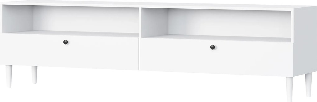 Dulap TV cu raft si dulapuri DULLUM 200x58cm, alb