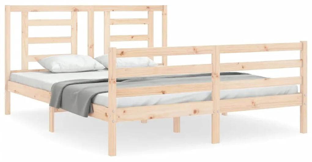 3194706 vidaXL Cadru de pat cu tăblie, king size, lemn masiv