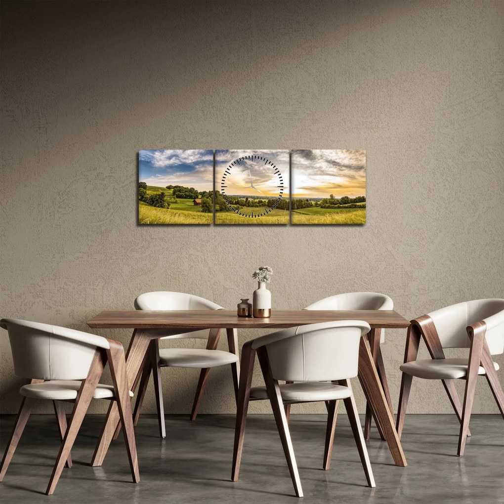 Tablou cu peisaj (cu ceas) (90x30 cm)