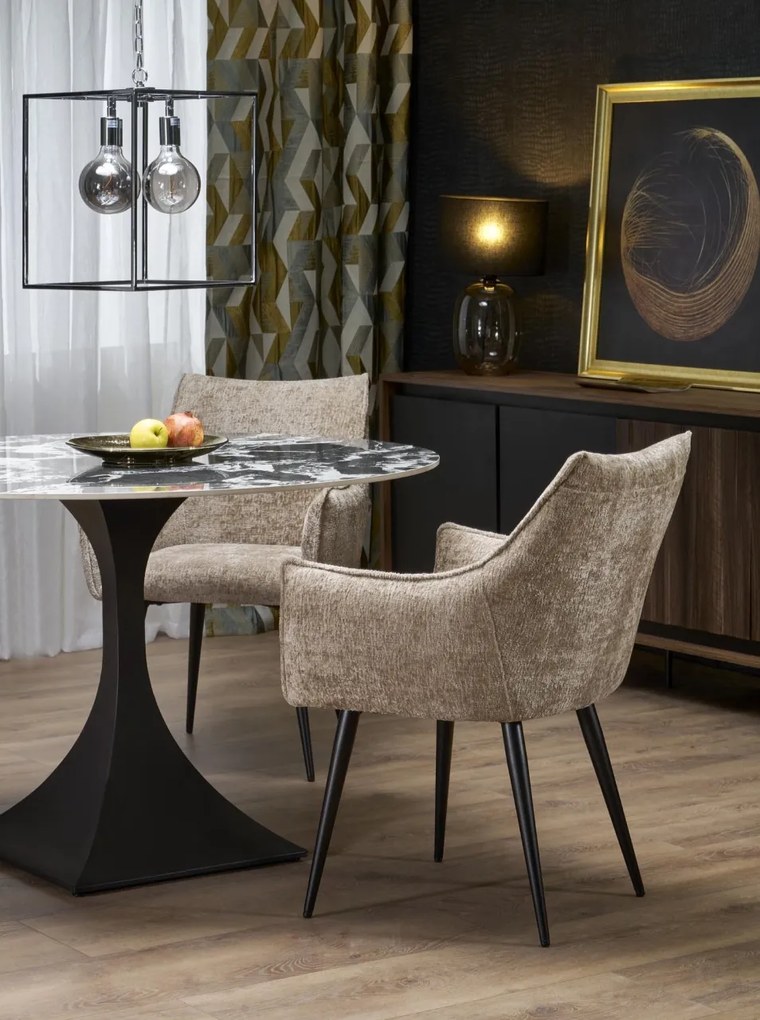 Masa rotunda Manuel marmura neagra/negru - ø120/h77 cm