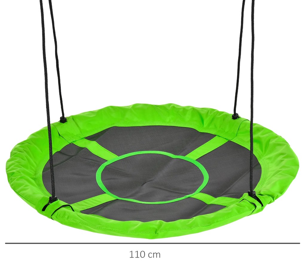 Outsunny Balanță cuib de pasăre rotundă, coș de balanță Ø 110 cm, 4 inele incluse, metal epoxidic, Oxford de înaltă densitate, verde | Aosom Romania