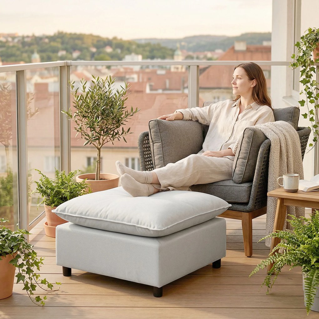 HOMCOM Otomană pătrată pentru living, ottoman cu picioare din plastic, pouf pentru dormitor, hol, 75x75x40 cm, gri | Aosom Romania