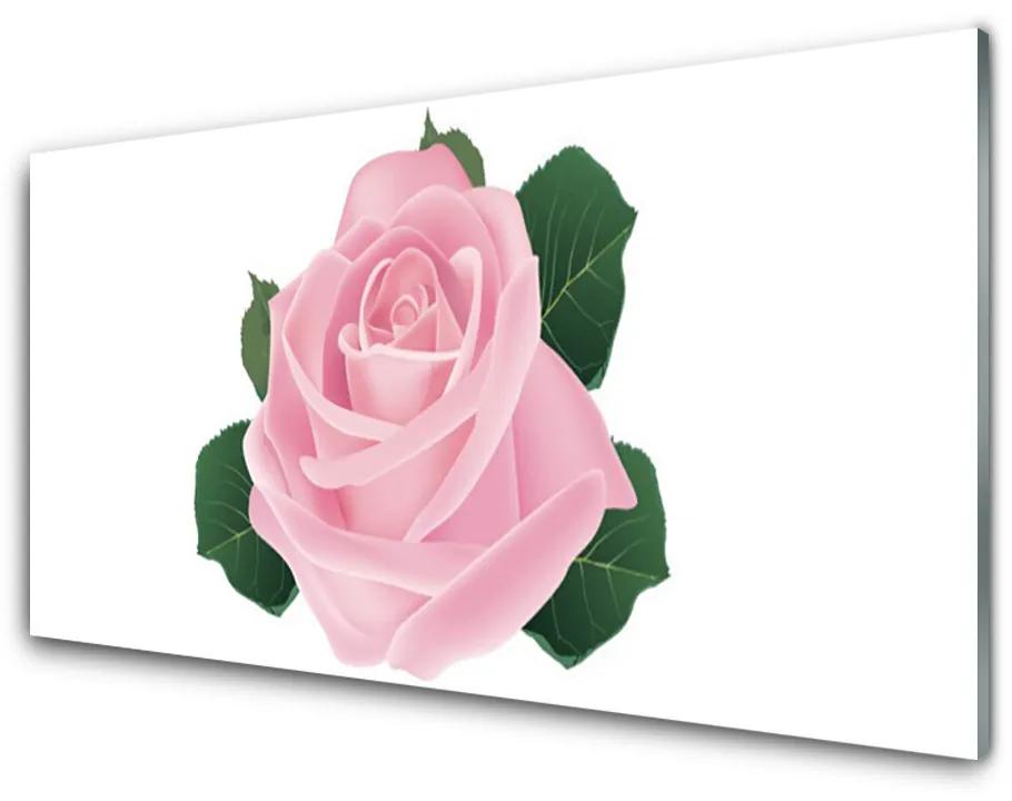 Tablou pe sticla acrilica Rose Floral Roz Verde
