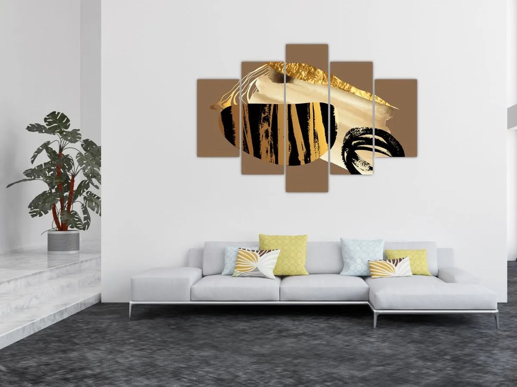 Tablou - Abstracție maro auriu N⁰2 (150x105 cm)