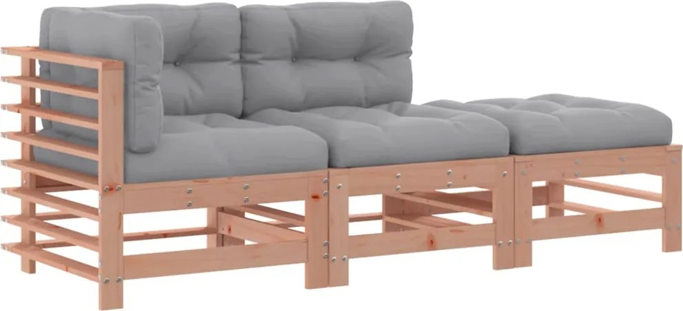 vidaXL Set mobilier de grădină cu perne, 3 piese, lemn masiv douglas