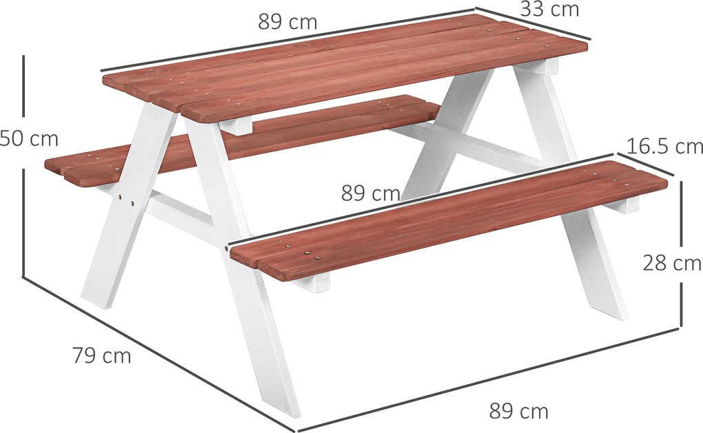 Outsunny Set Masă de Picnic pentru Copii, Masă și Băncuțe din Lemn, Mobilier de Grădină pentru Copii, Jocuri de Exterior, Vârsta 3-8 Ani, Maro | Aosom Romania