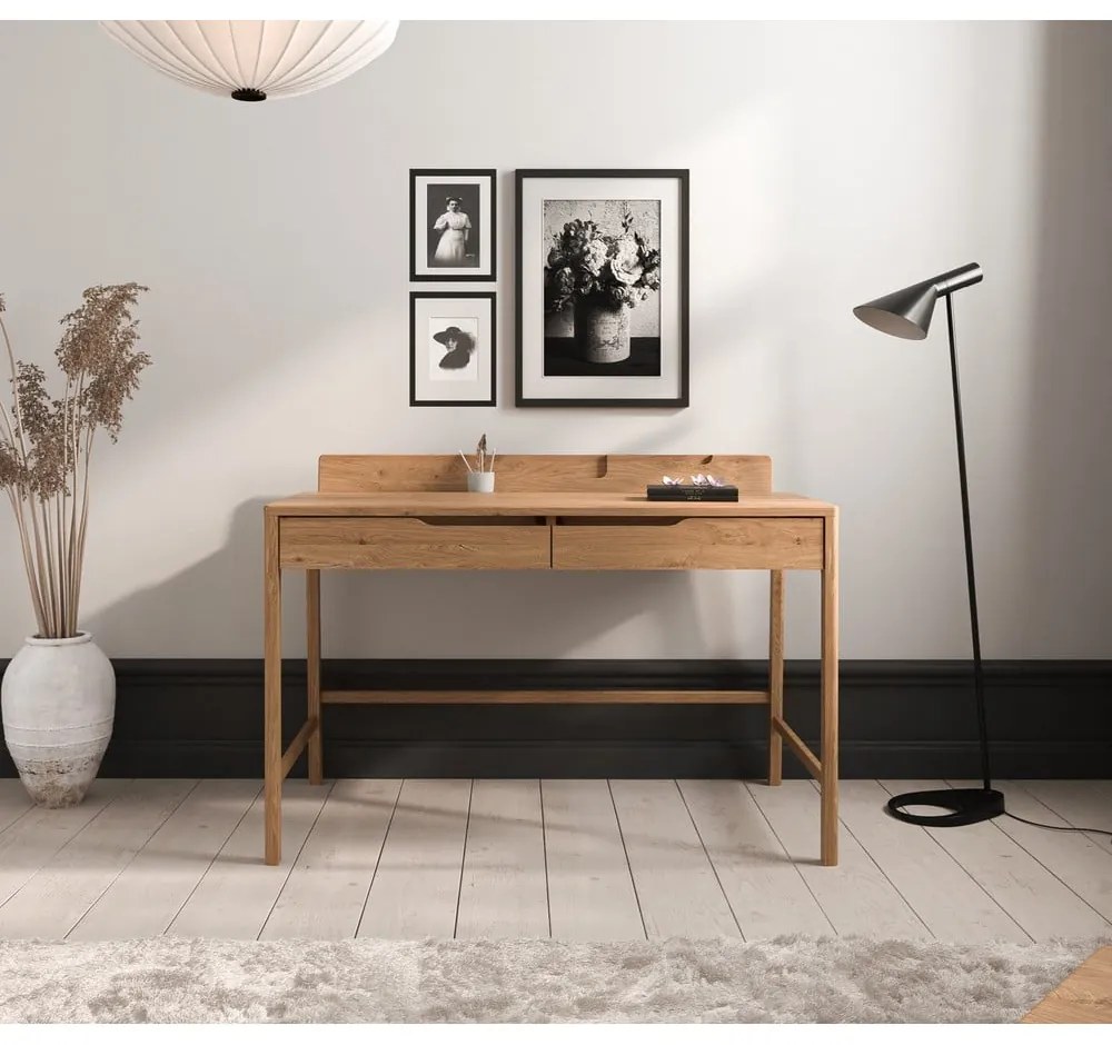 Birou din lemn de stejar 65x120 cm Twig – The Beds