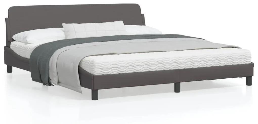 373241 vidaXL Cadru de pat cu tăblie, gri, 180x200 cm, piele ecologică