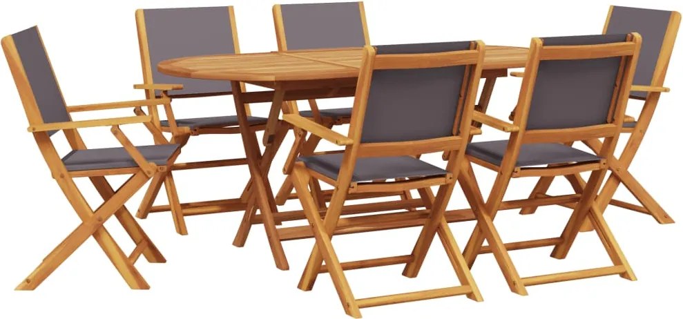 vidaXL Set mobilier de grădină 7 piese textil antracit/lemn masiv