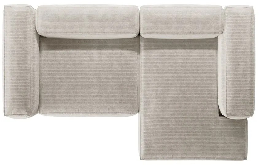 Colțar bej cu tapițerie din catifea reiată (cu colț pe partea dreaptă/cu șezlong) Bergamo – Cosmopolitan Design