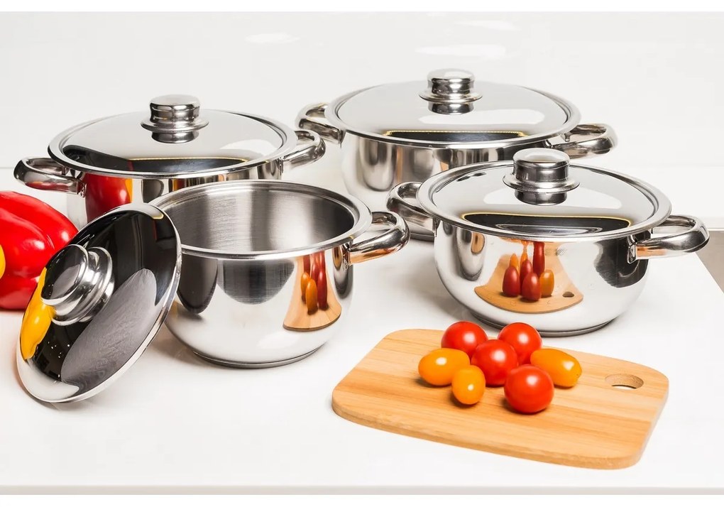 Set oale inox cu capac inox 4Home Destiny, 8 piese