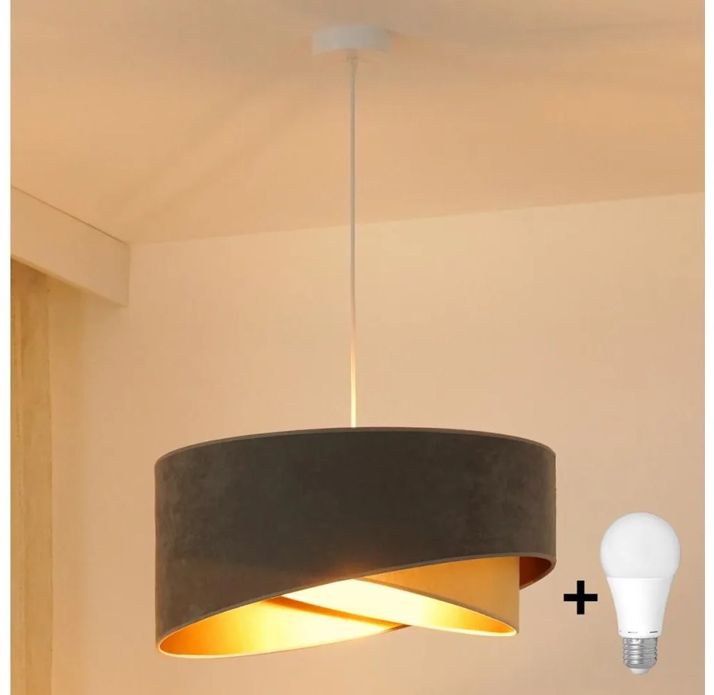Lustră LED pe cablu Brilagi LYRA 1xE27/15W/230V gri/bej/auriu