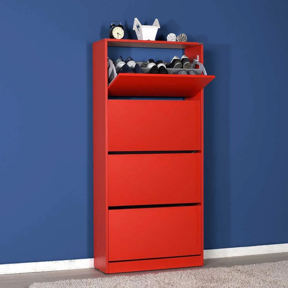 Dulap Pantofi Inalt Adore XL – Pantofar cu Adancime Slim (26 cm) pentru Hol, 4 Compartimente Rabatabile, Capacitate 24 Perechi