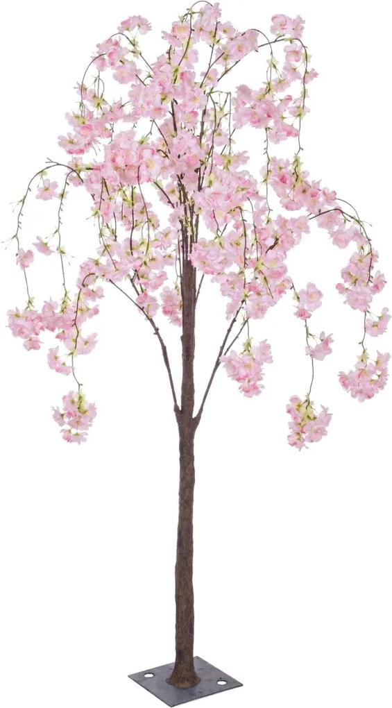 Copac decorativ cu flori artificiale cires roz 80x140h
