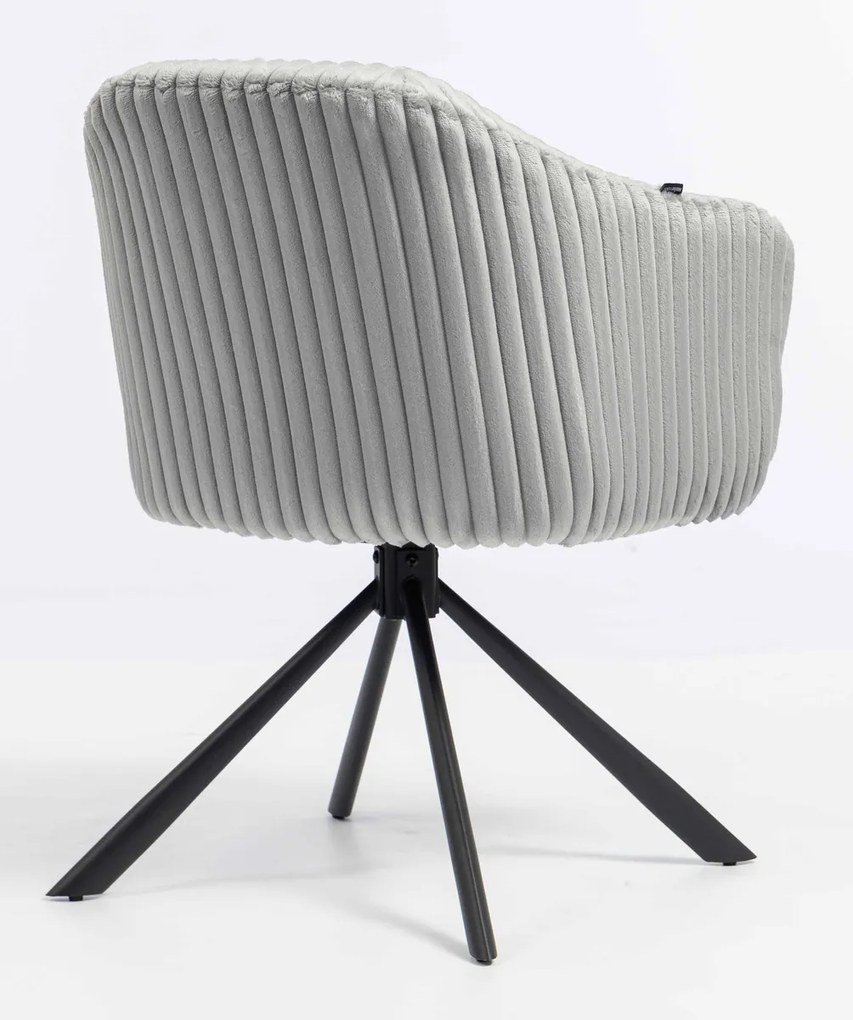 HR832 BAZĂ STEA Scaun Gri Teddy Cord cu Bază Neagră