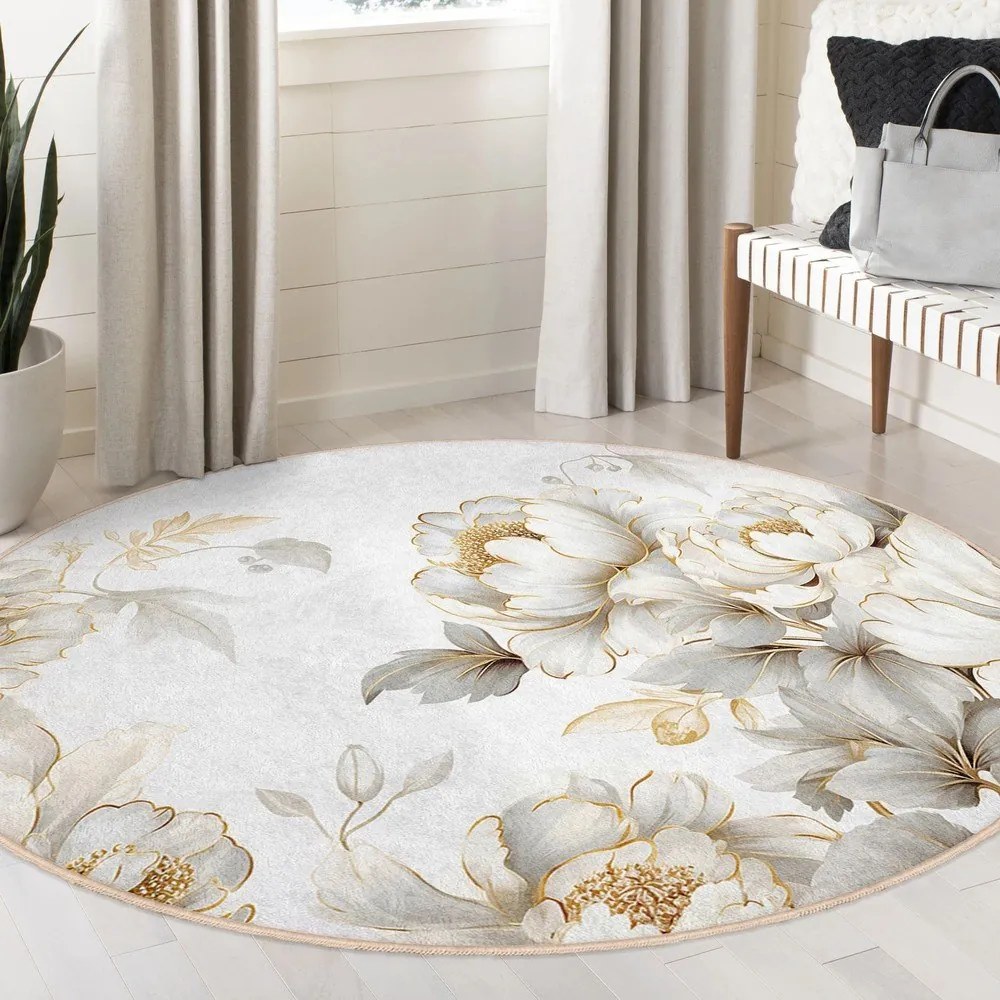 Covor gri deschis/bej lavabil rotund ø 100 cm Soft and Gentle – Mila Home