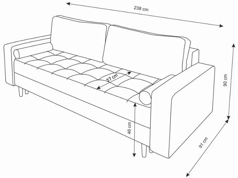 Supermobel Canapea extensibilă tapițată PRIMA, 238x90x91, itaka 48