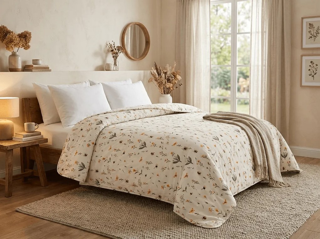 Cuvertura de pat INSECTA, crem Dimensiune: 170 x 210 cm