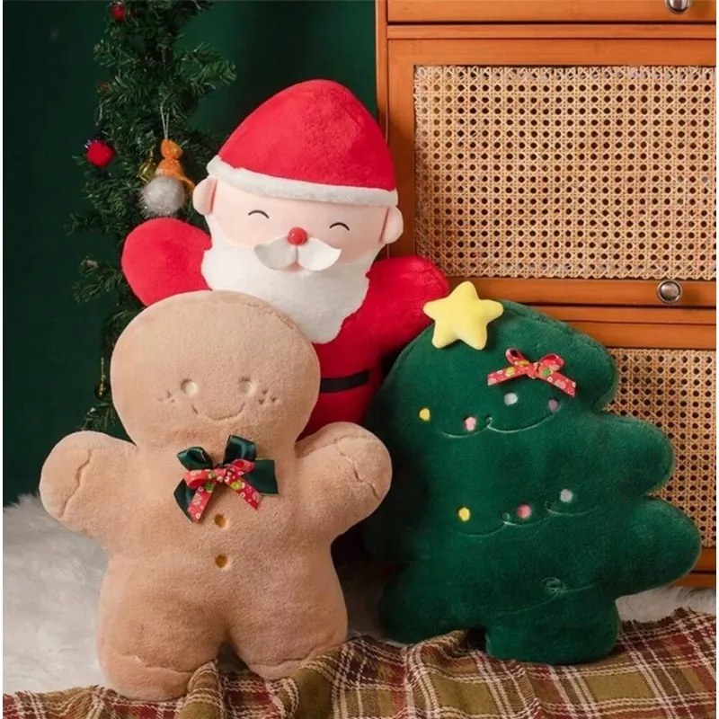Perna decorativa din catifea in forma de turta dulce GINGERBREAD, bejă