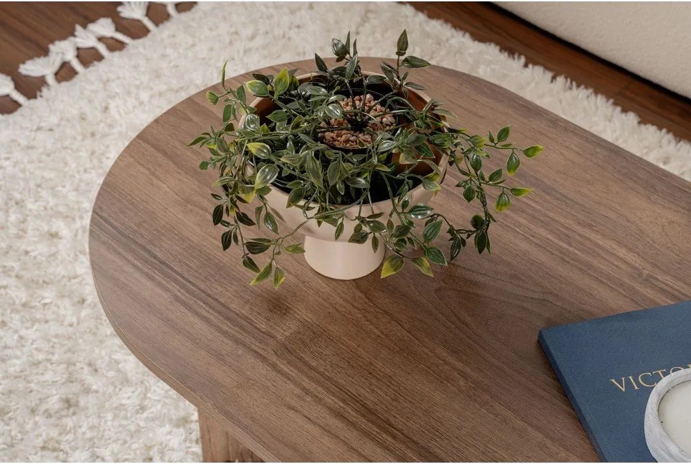 Măsuță de cafea maro închis cu aspect de lemn de nuc 60x119 cm Sable – Kalune Design